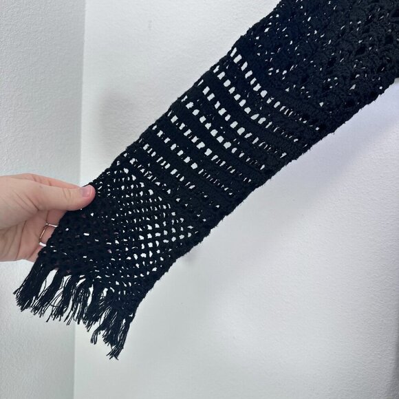 Tiara Crochet Knit Longline Beachy Witchy Feminie Fringe Boho Cardigan Women's M - Picture 5 of 7